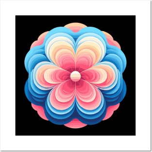 Abstract Pink Blue Flower Posters and Art
